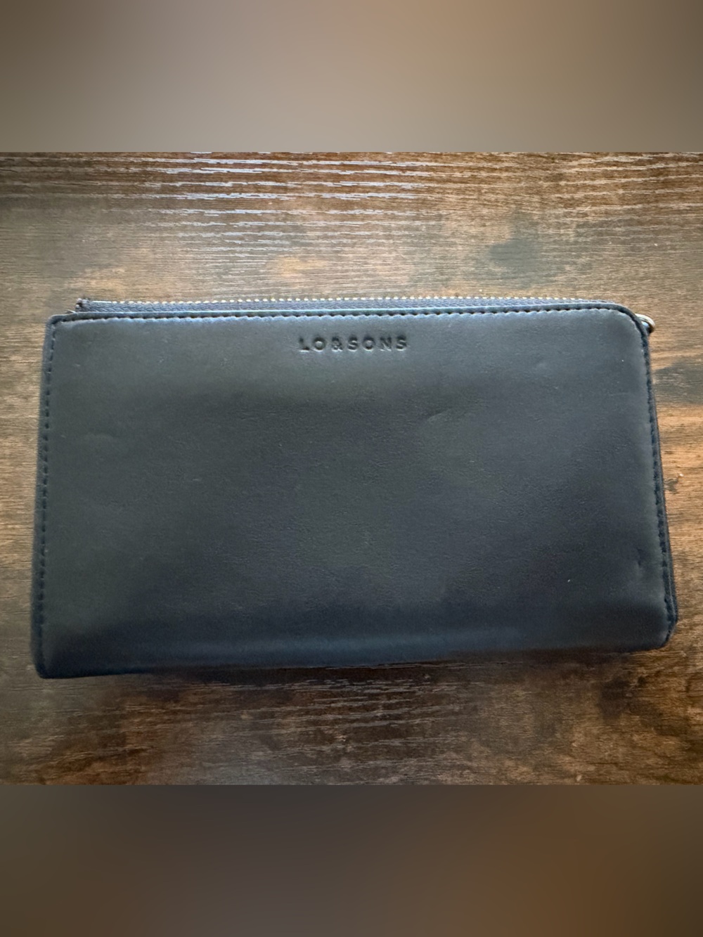 Lo & Sons Black Leather Zip Wallet